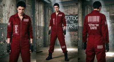 Dystopian Alpha Series Scarlet Barcode Jumpsuit. Red Jumpsuit Coveralls!