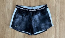 NEW Girl  s Under Armour Tech Play Up Printed Shorts - Black/White - Youth XL
