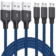 Micro USB Cable, 3Pack 10FT Android Charger Cable Long Nylon Braided Sync and Fa