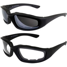 2 Pairs of Raze Eyewear SR-2 ANSI Z87 Padded Motorcycle Safety Glasses Black