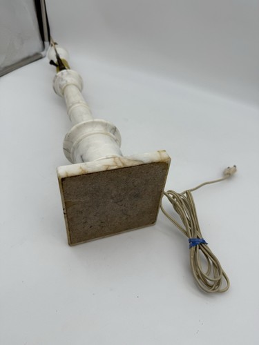 Vintage Alabaster Lamp Italian Pedestal Carved Marble Stone 24.5” *Read - Picture 6 of 11