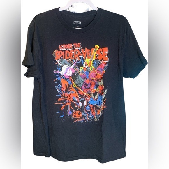 Marvel Across the Spider-Verse Graphic T-Shirt Mens Large Black Spider-Man Tee