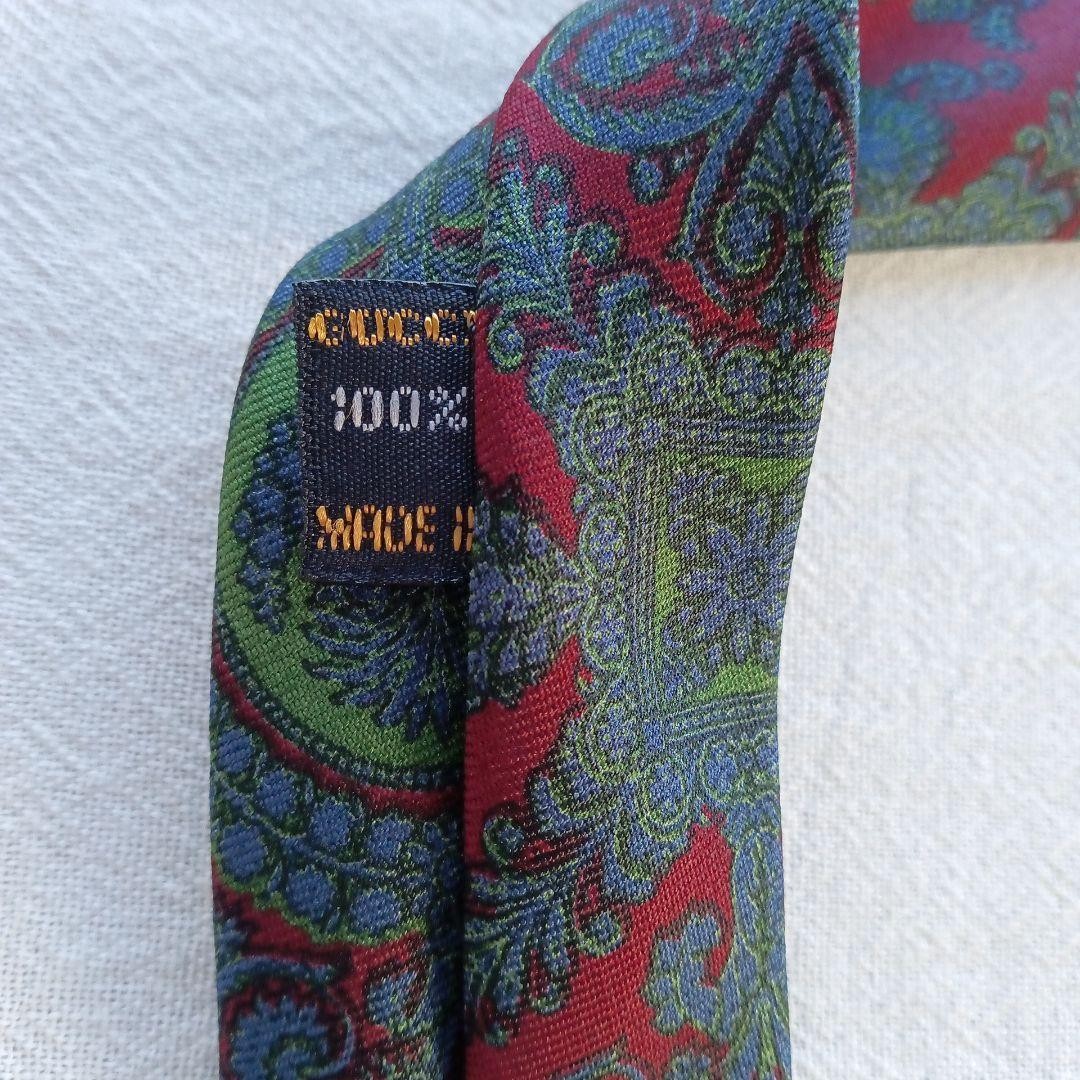 Gucci Necktie Tie 100% Silk Red Green All Paisley Pattern 3.5 inches From Japan thumbnail 18