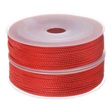 2pcs Twisted Nylon Twine Thread Beading Cord 1.5mm 20M/65 Feet Nylon String, Red