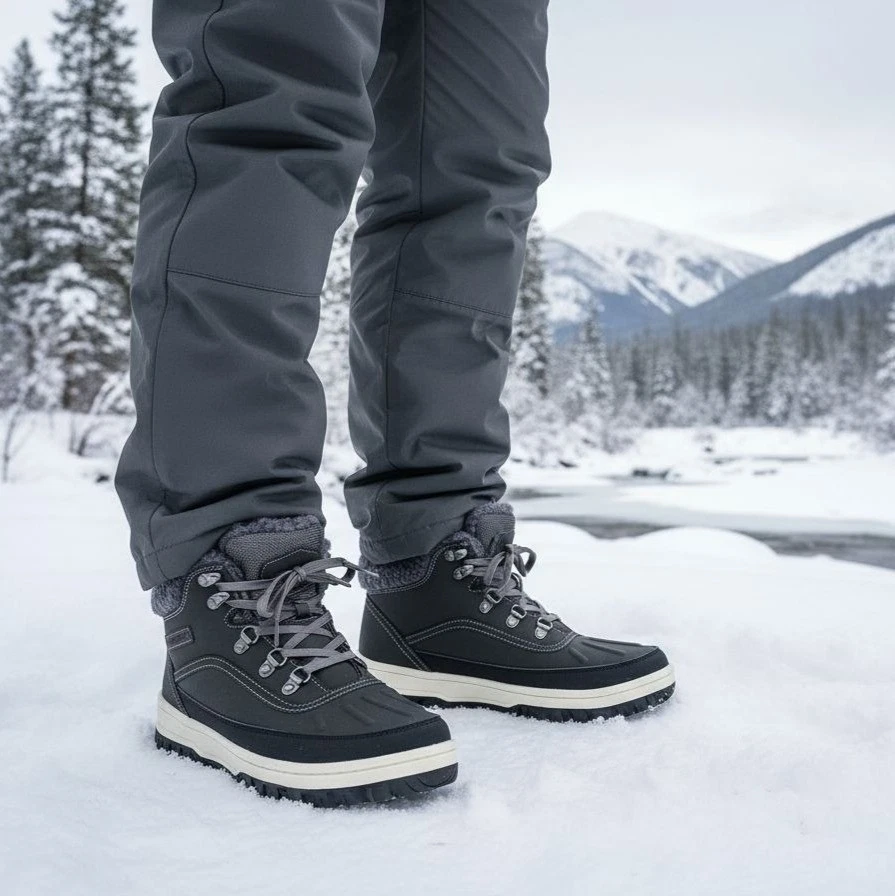 Weatherproof 8 Men Boots Slope Faux Fur Lace-up Sneaker Winter Shoes Outdoor
