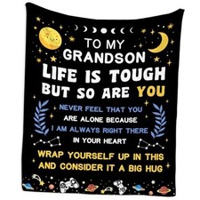 Grandson Gifts from Grandma Grandpa Blanket Birthday 60"x50" Black-grandson