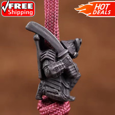 Armored Samurai Warrior Brass Knife Bead EDC Paracord Lanyard DIY Charm Pendant
