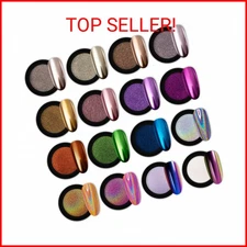 16 Jars Chrome Nail Powder Nail Art Glitter Decoration Metallic Mirror Effect Ho