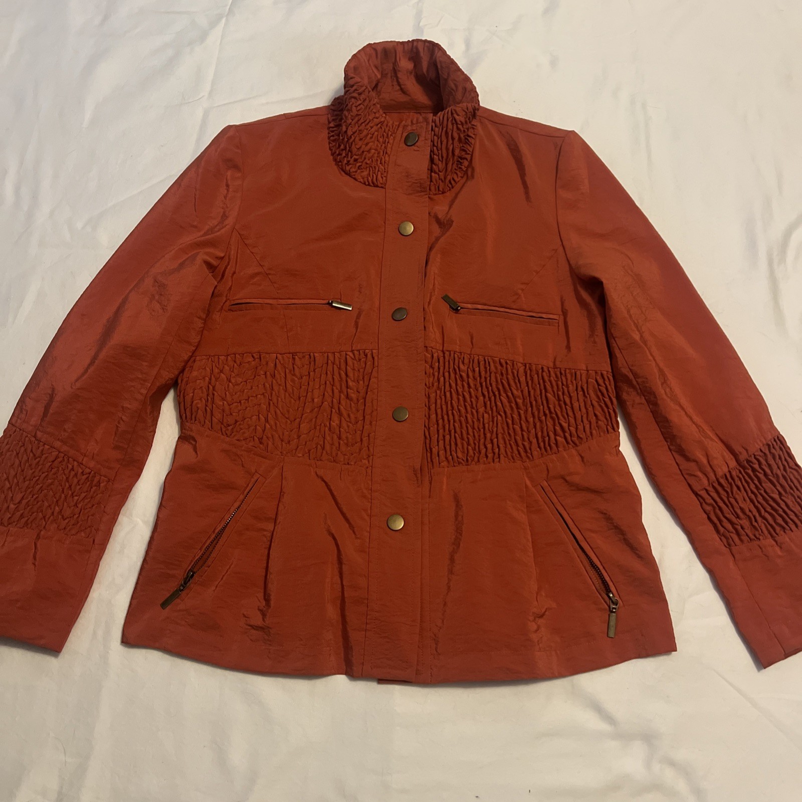 Flair Orange Textured Jacket Fall Large Statement… - image 1