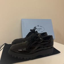 Prada Calzature Donna Black Loafers Size 38 NEW WITH BOX AND DUST BAG