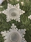 4  Snowflake Tealight Frosted Glass Candle Holders Stack Sm Votive Winter Table — photo 3