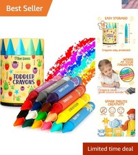 Non-Toxic Jumbo Crayons for Kids - 18 Washable Colors, Perfect for Travel