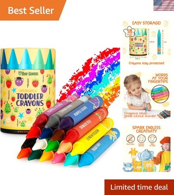 Non-Toxic Jumbo Crayons for Kids - 18 Washable Colors, Perfect for Travel