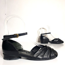 Kumfs Shoes Sz EU36 W US5.5 UK3 Black Leather Comfort Ankle Straps Work Ziera
