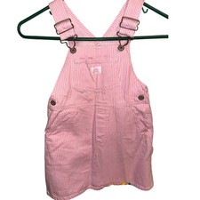 Vintage / Y2K OshKosh Pink White Hickory Stripe Denim Bib Overall jumper 5t