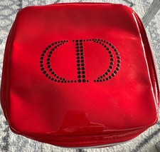 Christian Dior cosmetics/jewelry case red patent