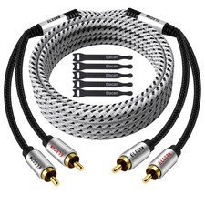 Premium RCA Cable 100 Ft Hi-Fi Sound-16 AWG-Shielded 2 RCA Male to 2 RCA Ma...