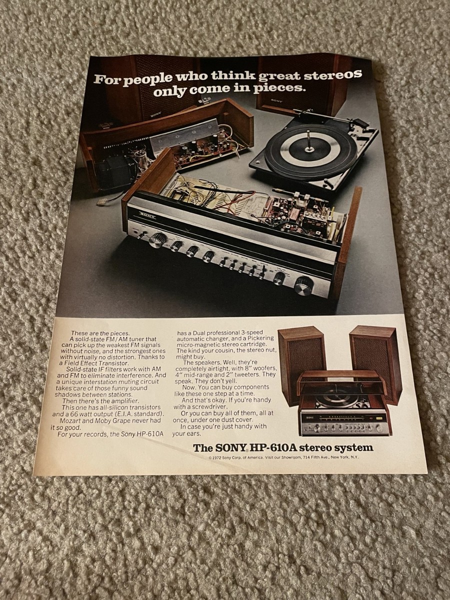 1973 SONY HP-610A STEREO SYSTEM FM/AM TUNER TURNTABLE AMPLIFIER