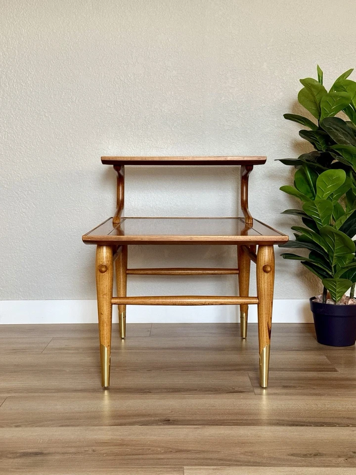 复古 20 世纪 50 年代 Lane Altavista 哥本哈根 MCM 双层核桃茶几 — 第 2/4 张图片