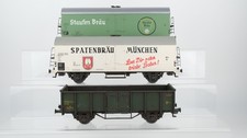 Rivarossi Spur 0 Konvolut Bierwagen "Spatenbräu, Staufen Bräu" Hochbordwagen DB/