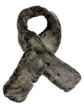 Womens Black & Grey Lynx Pull Through Faux Fur Scarf Muffler