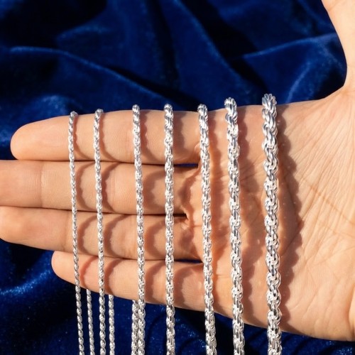 925 Sterling Silver HSP Rope Chain Heavy Solid Necklace 2-5mm 18-24"