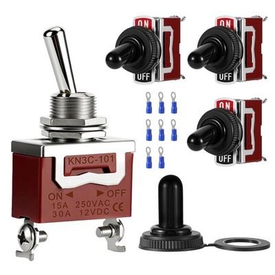 4-Pack Toggle Switches SPST ON/Off 2-Pin 12V DC 30A Waterproof Boot Cap Cover