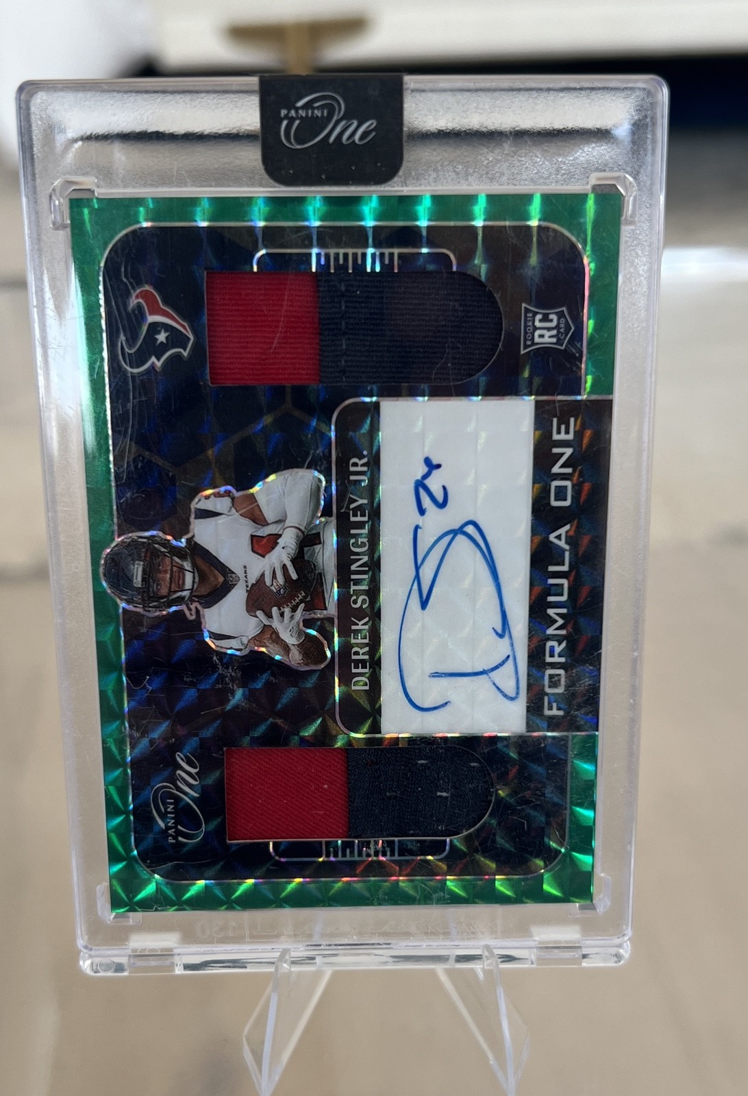 2022 Panini One Formula One Derek Stingley Jr. #343 Auto Patch Green /49 RC  view 2