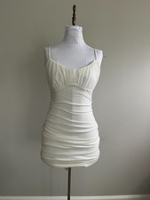 Windsor White Glitter Ruched Bodycon Mini Dress Size S NWT Spaghetti Strap