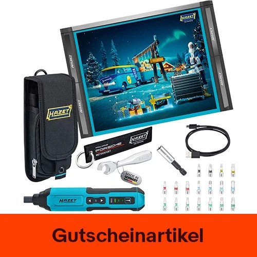 Hazet Adventskalender 2025 mit Akku Stabschrauber 1/4" Set & Zubehör aufstellbar