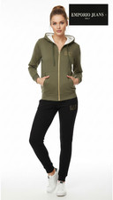 TUTA-Completo donna-FELPATA-Giacca Cardigan full zip con Cappuccio-EMPORIO JEANS