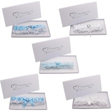 Boxed Wedding Day Garter with Satin and Lace - Choose Design