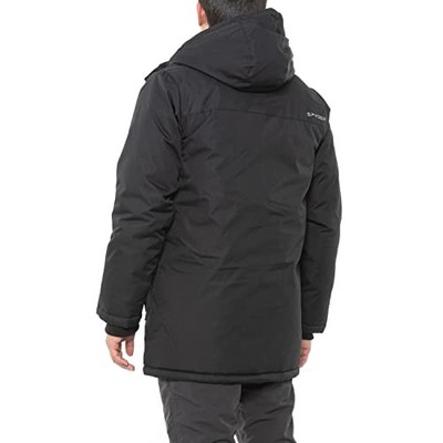 SPYDER MEN'S HOODED DOWN PARKA JACKET SIZE M BLACK
