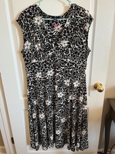 Chaps Black & White Floral Nice Dress Sleeveless XL