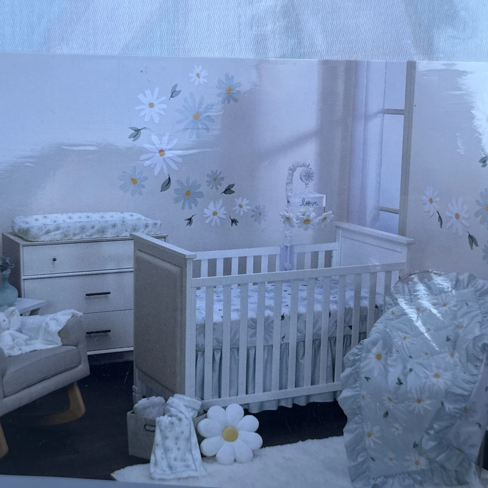 Juego de ropa de cama para cuna de 3 piezas Lambs & Ivy Girls Sweet Daisy Collection, NUEVO Foto 3 de 4