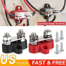 2-4pcs 1/4" M8 12-48V Bus Bar Terminal Block Power Stud Battery Junction Post