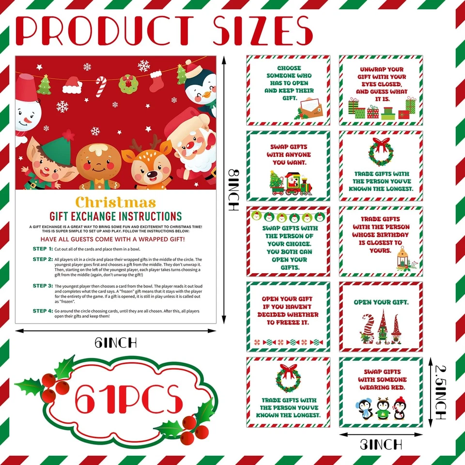 61 Piezas Tarjetas de Regalo de Juego de Intercambio de Navidad Elefante Blanco Tarjetas de Intercambio de Regalo... Foto 2 de 4