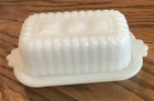 Vintage 1950'S Hazel Atlas White Milk Glass 1/2 Stick Butter Dish & Lid 1950s