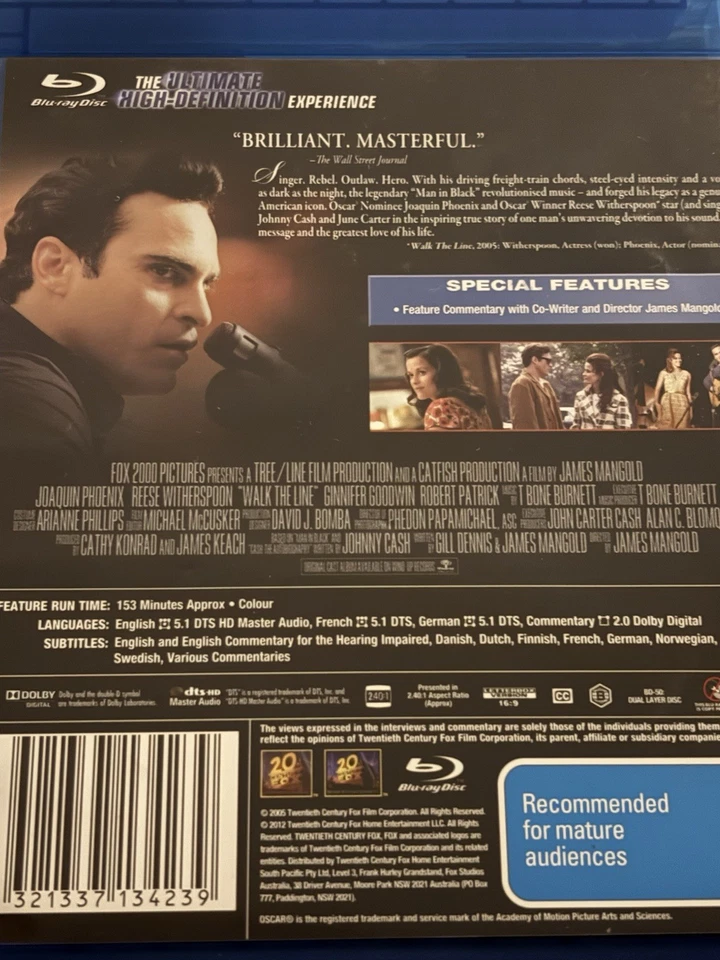 Walk The Line Joaquin Phoenix Reese Witherspoon Blu Ray Like New - image 3 of 3
