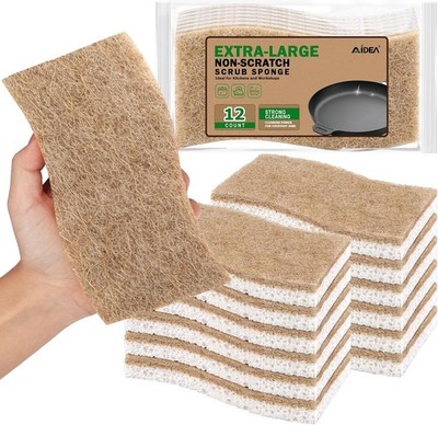 AIDEA XL Kitchen Sponges 12 Pack Non-Scratch Large Cellulose Dish Cleaning Spong