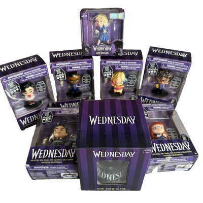 NEW Wednesday Addams Mini Figures LOT 8 Enid Bianca And More PLUS Snow Globe