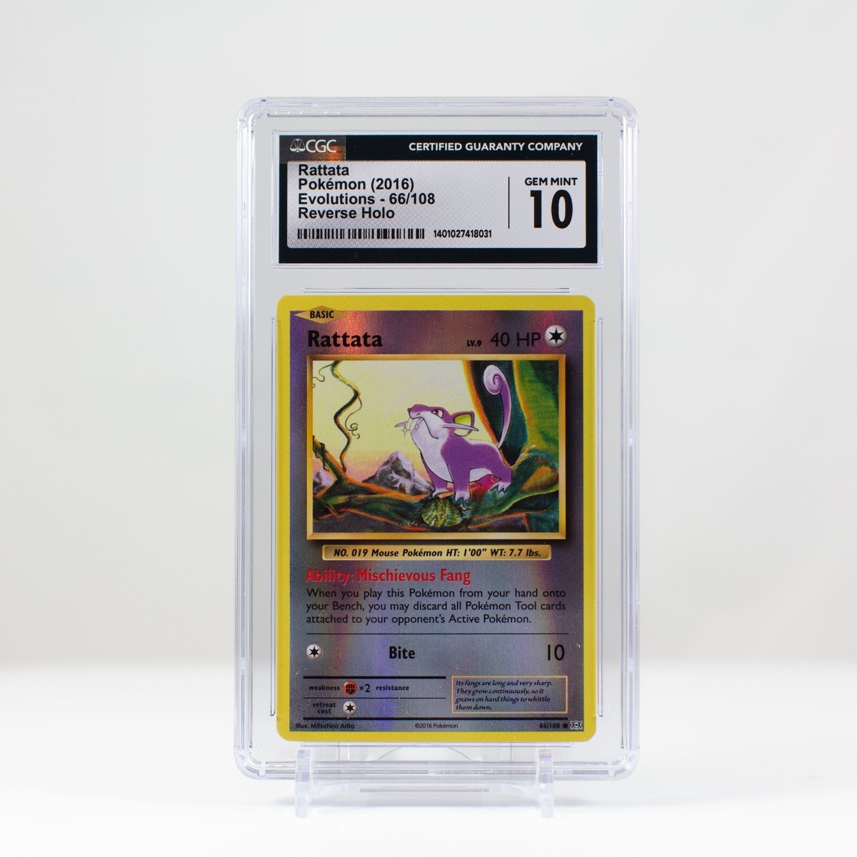 Pokémon Rattata Reverse Holo 66/108 XY Evolutions - CGC 10 Gem