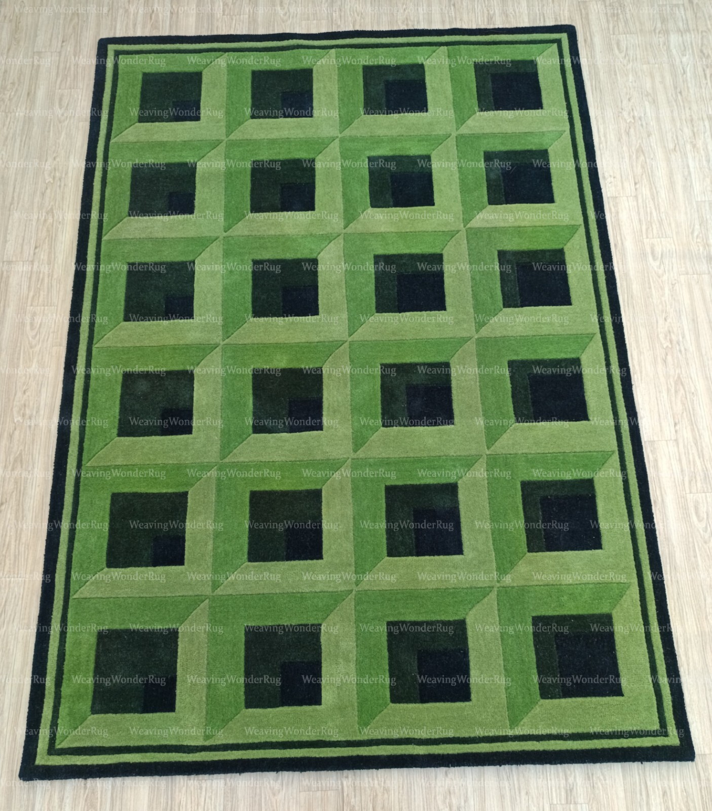 Moder Garden 3D Catwalk Dark Green Hand Tufted Wool Soft Area Rug Carpet