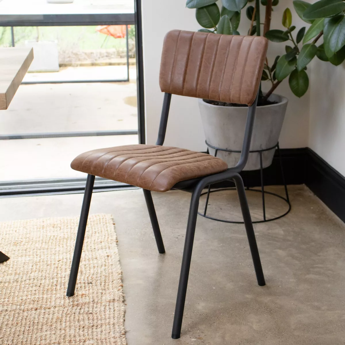 TAN UPHOLSTERED DINING CHAIR CAFE CHAIR STACKING CHAIR RESTAURANT