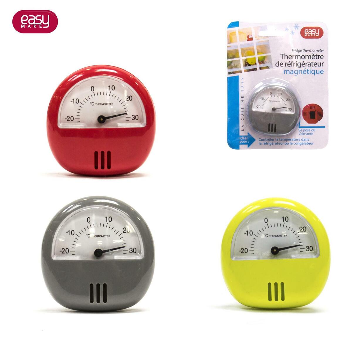 Thermomètre Frigo Congélateur Magnétique Aimanté 6 x 5.5cm -20 à 30°C 3  Couleur