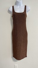 Forever 21 Women’s Brown Sparkly Bodycon Sleeveless Strappy Midi Dress Sz M