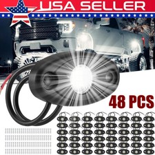 48x White Led Rock Lights Underbody Trail Rig Glow Lamp Offroad Suv Pickup Truck