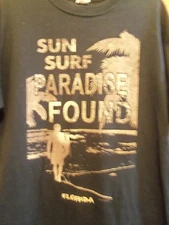 Sun Surf Paradise Found black graphic L t shirt Florida