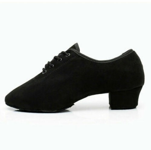 Men Black Latin Dance Shoes Ballroom Soft Modern Tango Practice Dance Shoes - Picture 7 of 11