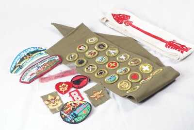 Boy Scouts Lot Boy Scouts Sash Merit Badges, BSA Mid-Century Patrol Award Patch